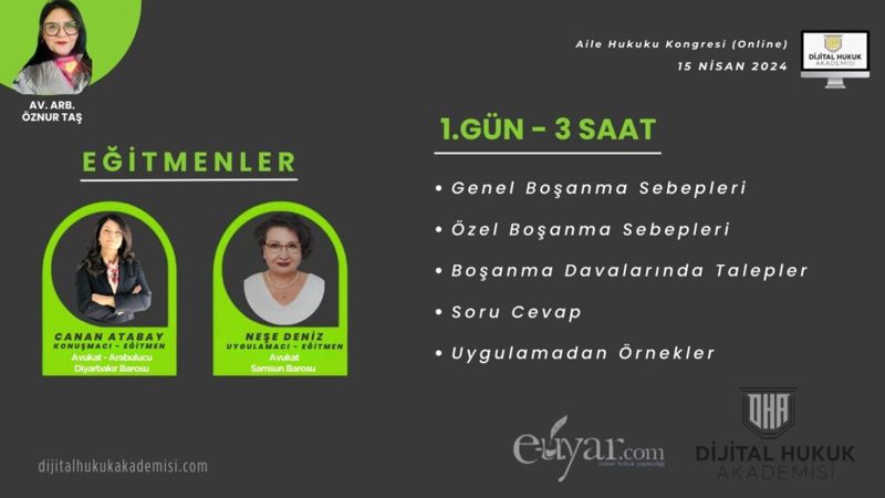 Aile Hukuku Kongresi: Av. Öznür Taş Anısına — Ders 1 - Canan Atabay, Neşe Deniz kapak görseli
